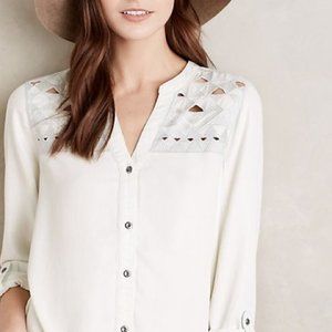 Anthro Tyla Holding Horses Chambray Cut Out Button